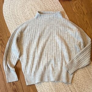 NWT Loft Women's Ribbed Gray Mock-neck Sweater